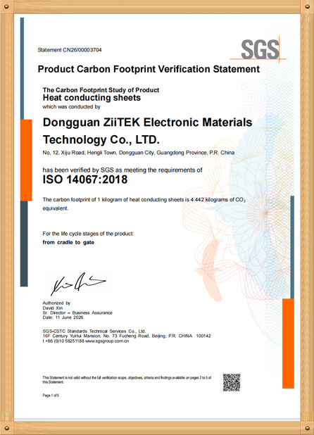 চীন Dongguan Ziitek Electronical Material and Technology Co., Ltd সার্টিফিকেশন